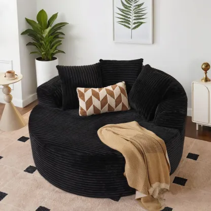 Sofá cama redondo extragrande de 59 pulgadas de ancho: puf mullido