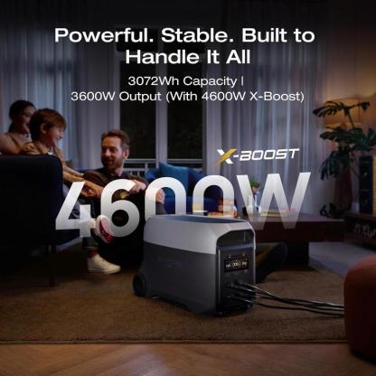 Estación de energía ultraportátil 3, batería LiFePO4 de 3072 Wh, potencia de salida de 3600 W (pico de 7200 W) para el hogar, generador solar para uso doméstico, accesorios de camping, emergencias y respaldo para vehículos recreativos (RV).