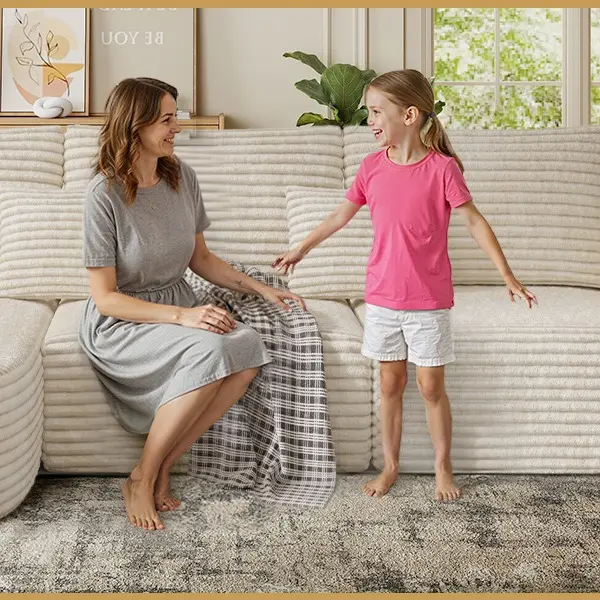 Sofá seccional modular de 110 pulgadas estilo "Cloud" – Beige, sin montaje