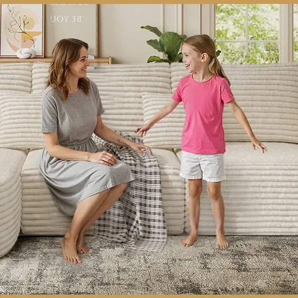 Sofá seccional modular de 110 pulgadas estilo "Cloud" – Beige, sin montaje