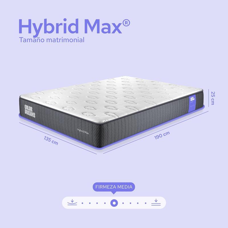 Colchón Color Dreams Max Hybrid | 25 cm | Híbrido | Firmeza Media | en Caja