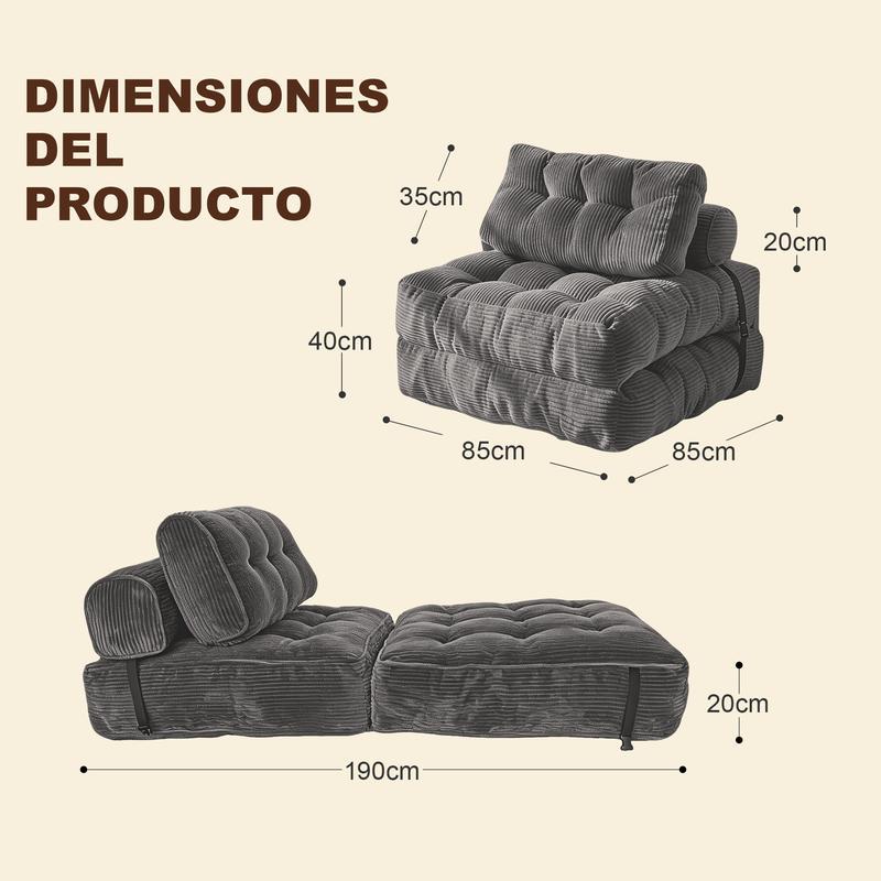 Sofá Cama Plegable 3 en 1 para Hogar Versátil y Compacto Ideal para Espacios Pequeños con Modos de Uso como Sofá Cama y Almacenamiento Fácil de Plegar sofa cloud mini bedroom