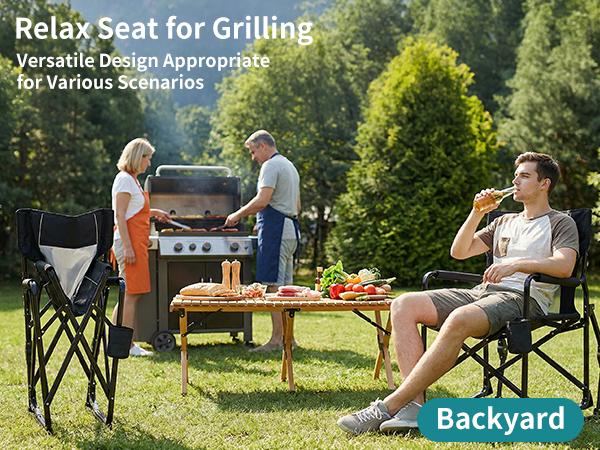 Stowaway Rocker ,Folding Camping Chair, Padded High Back, Adjustable Lumbar Support, Extra Wide for Adults, 5000 LBS Steel Frame, Portable Outdoor,summerwins