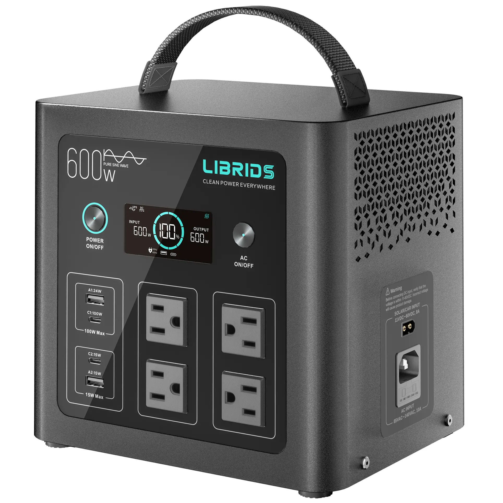 Estación de energía portátil C600 para emergencias y acampada