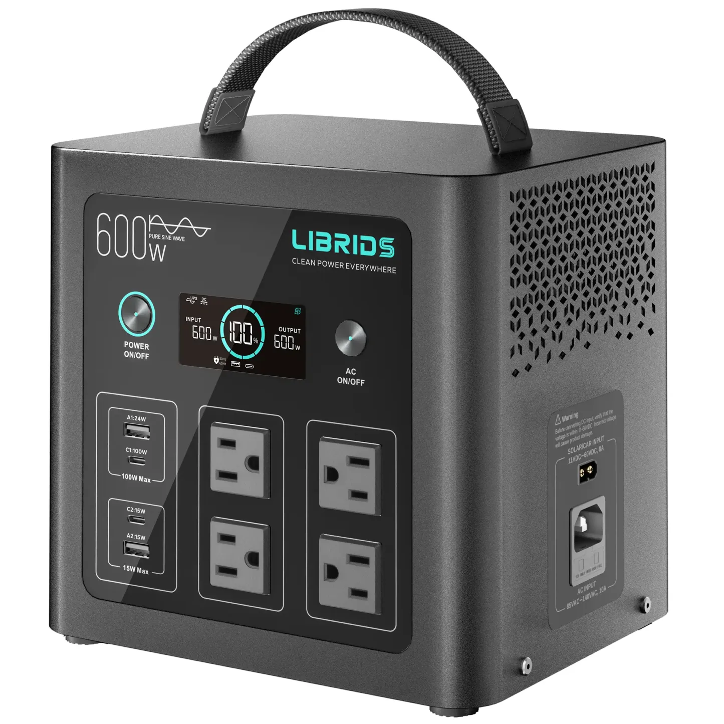 Estación de energía portátil C600 para emergencias y acampada