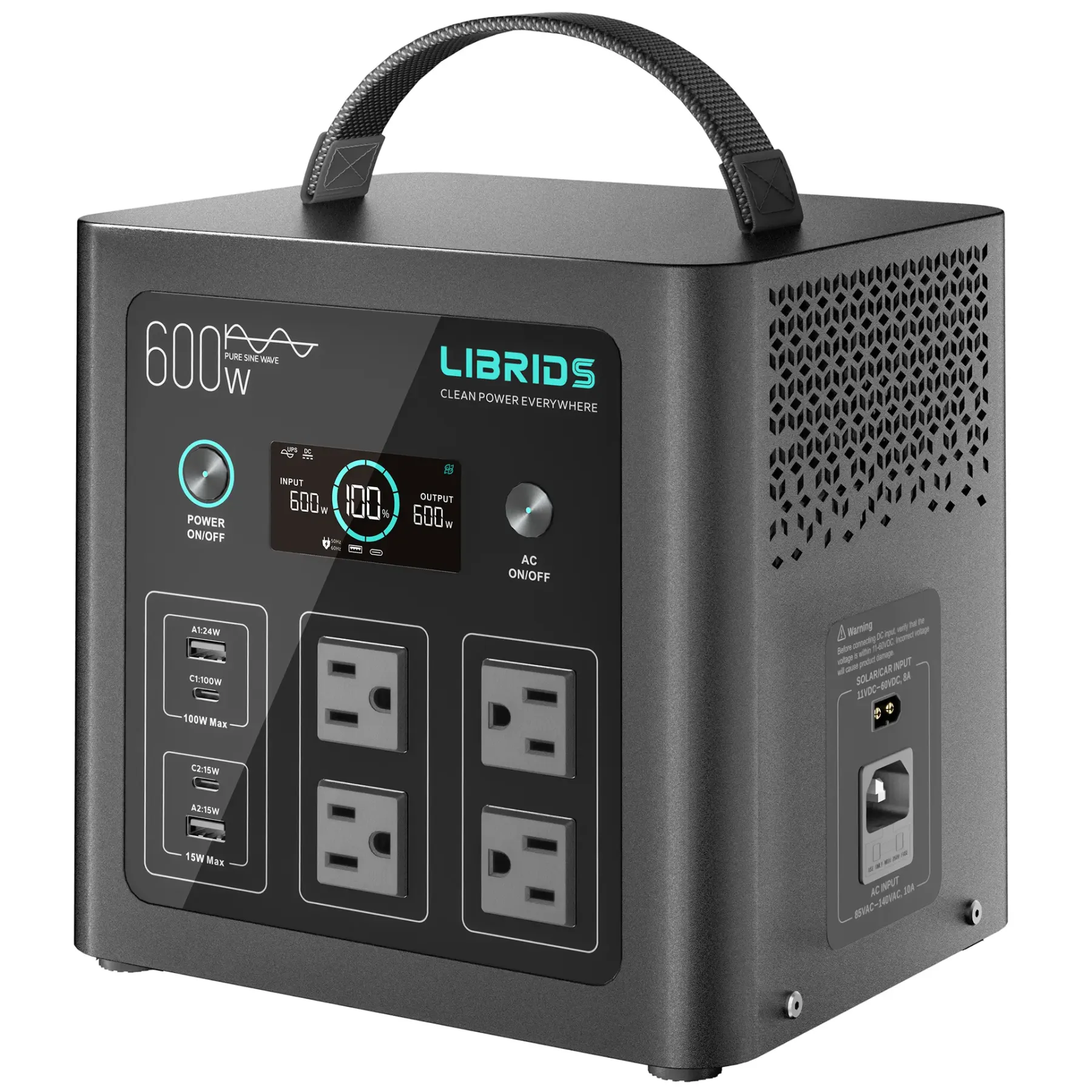 Estación de energía portátil C600 para emergencias y acampada