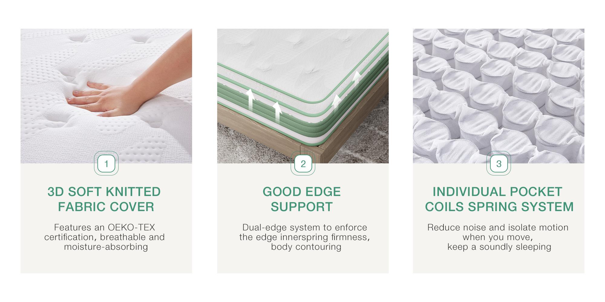 Fiberglass-Free Full/Queen/King  Medium Gel Memory Foam Hybrid Mattress -12/14 Inch-Perfect Balance of Softness & Firmness: High-Quality Mattress for All Sleepers & Body Alignment-Motion Isolation Mattress,Back To School