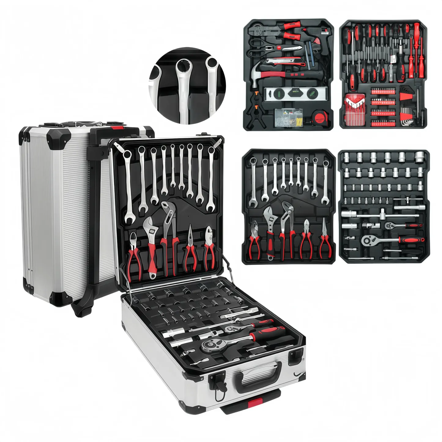 Caja de herramientas metálica de gran capacidad con 899 piezas: el kit definitivo para reparaciones domésticas. Juego completo con 4 cajones, ideal para el hogar; diseño sencillo y duradero, incluye herramientas para reparación de automóviles.