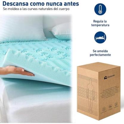 Bluelander Cubrecolchón de Memory Foam Texturizado Transpirable - Soporte Avanzado en 5 Zonas de Confort - Disponible en Varias Medidas