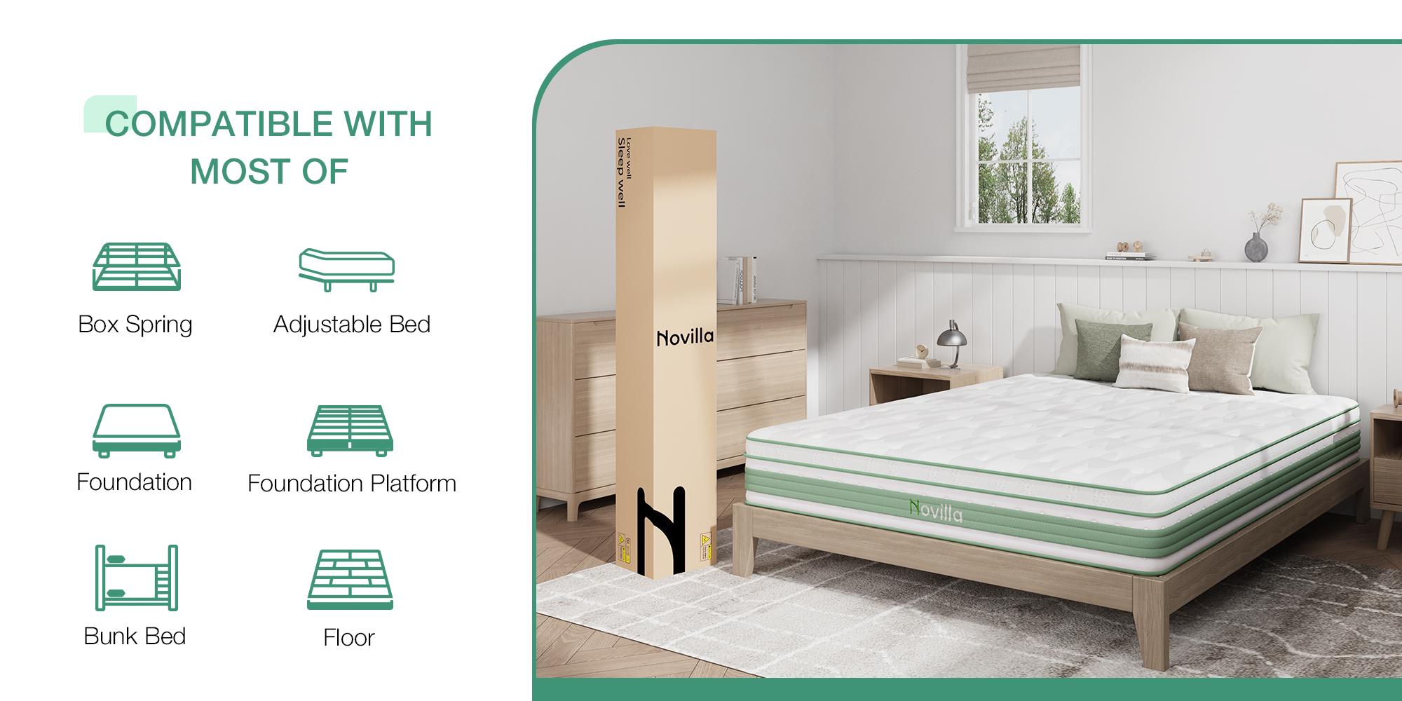 Fiberglass-Free Full/Queen/King  Medium Gel Memory Foam Hybrid Mattress -12/14 Inch-Perfect Balance of Softness & Firmness: High-Quality Mattress for All Sleepers & Body Alignment-Motion Isolation Mattress,Back To School