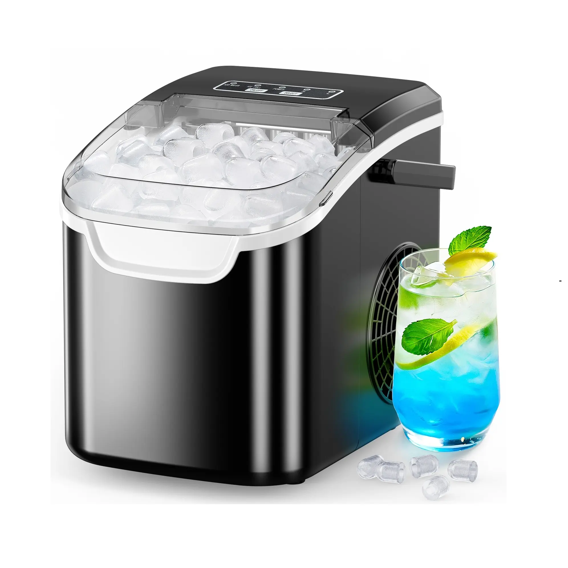 Máquina portátil de hielo en forma de bala – Acero inoxidable con autolimpieza