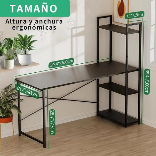 Escritorios Minimalistas Para Computadora 100 Cm ×40 Cm × 100 Cm , Estructura Resistente De Metal, Con Repisas, Mesa Minimalista