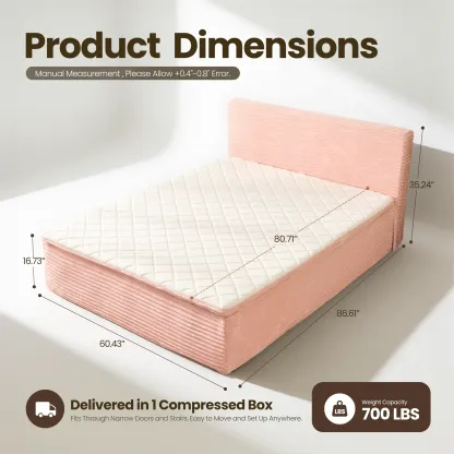 Cama portátil sin huesos, tamaño Queen, sin marco, no requiere montaje.