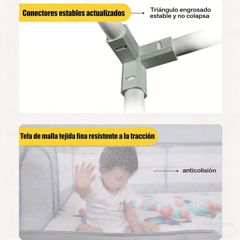 Corral de Juego para Bebé Grande, Parque de Juegos Infantil con Malla Transpirable, Centro de Actividades Seguro para Bebés con Base Antideslizante, Valla de Seguridad para Casa