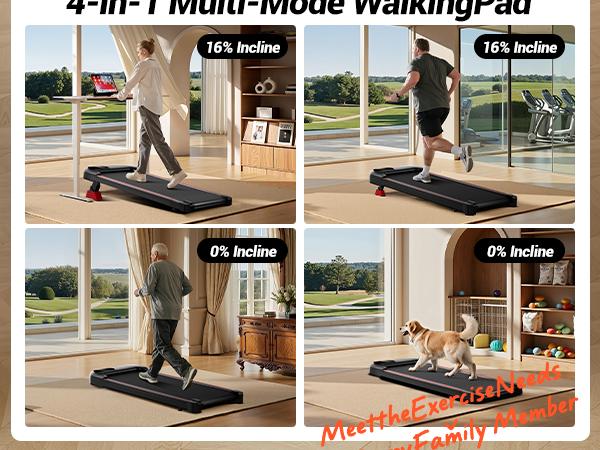 UMAY 16% Incline Treadmill for Home and Office, 4-in-1 Portable Foldable Under Desk Walking Pad,  2.5 HP Quiet with Diamond Pattern Belt,  Summerwins Home Exercise Equipment Home Gym Equipment summerwins