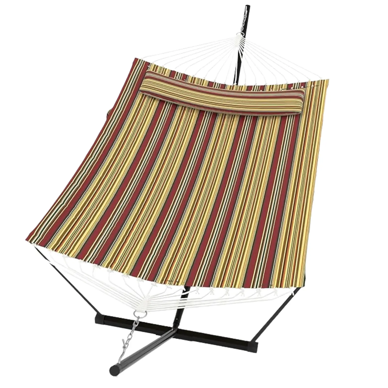 Hamaca doble portátil con soporte de acero para relajarse al aire libre