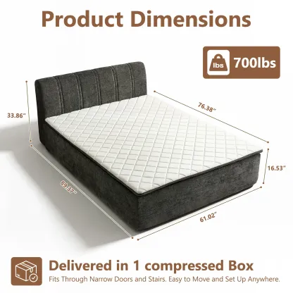 Cama portátil sin huesos, tamaño Queen, sin marco, no requiere montaje.