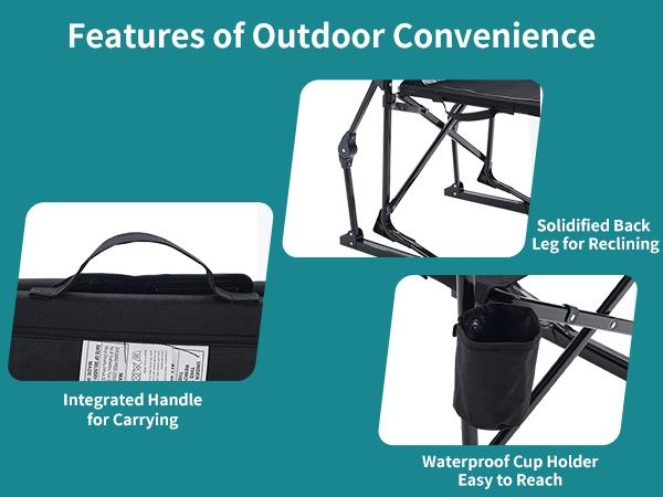 Stowaway Rocker ,Folding Camping Chair, Padded High Back, Adjustable Lumbar Support, Extra Wide for Adults, 5000 LBS Steel Frame, Portable Outdoor,summerwins