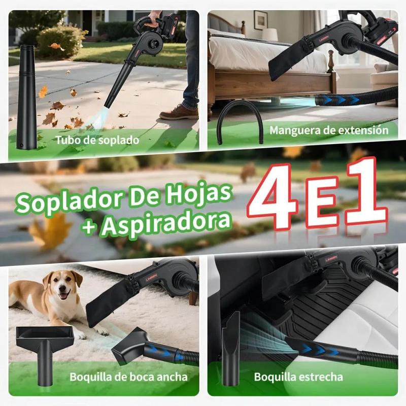 Cortacésped Eléctrico Portátil Inalámbrico Plegable con Ruedas Soplador 2 en 1 Rojo