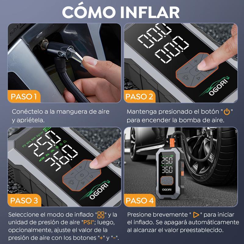 9000A Arrancador De Baterias Portátil Coche Inflador 150psi