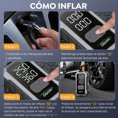 9000A Arrancador De Baterias Portátil Coche Inflador 150psi