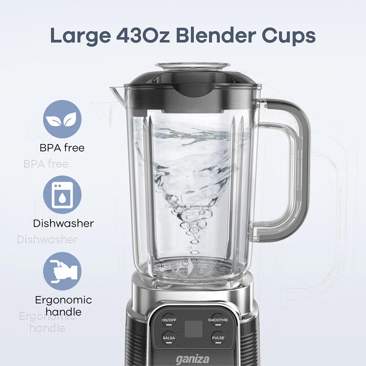Licuadora profesional para batidos: motor de 1100 W, 25 000 RPM, 8 programas automáticos (fruta congelada, hielo), jarra grande de 64 oz (aprox. 1,9 l), licuadora de encimera 12 en 1, apta para lavavajillas, multifuncional (licuadora, extractor de jugos y