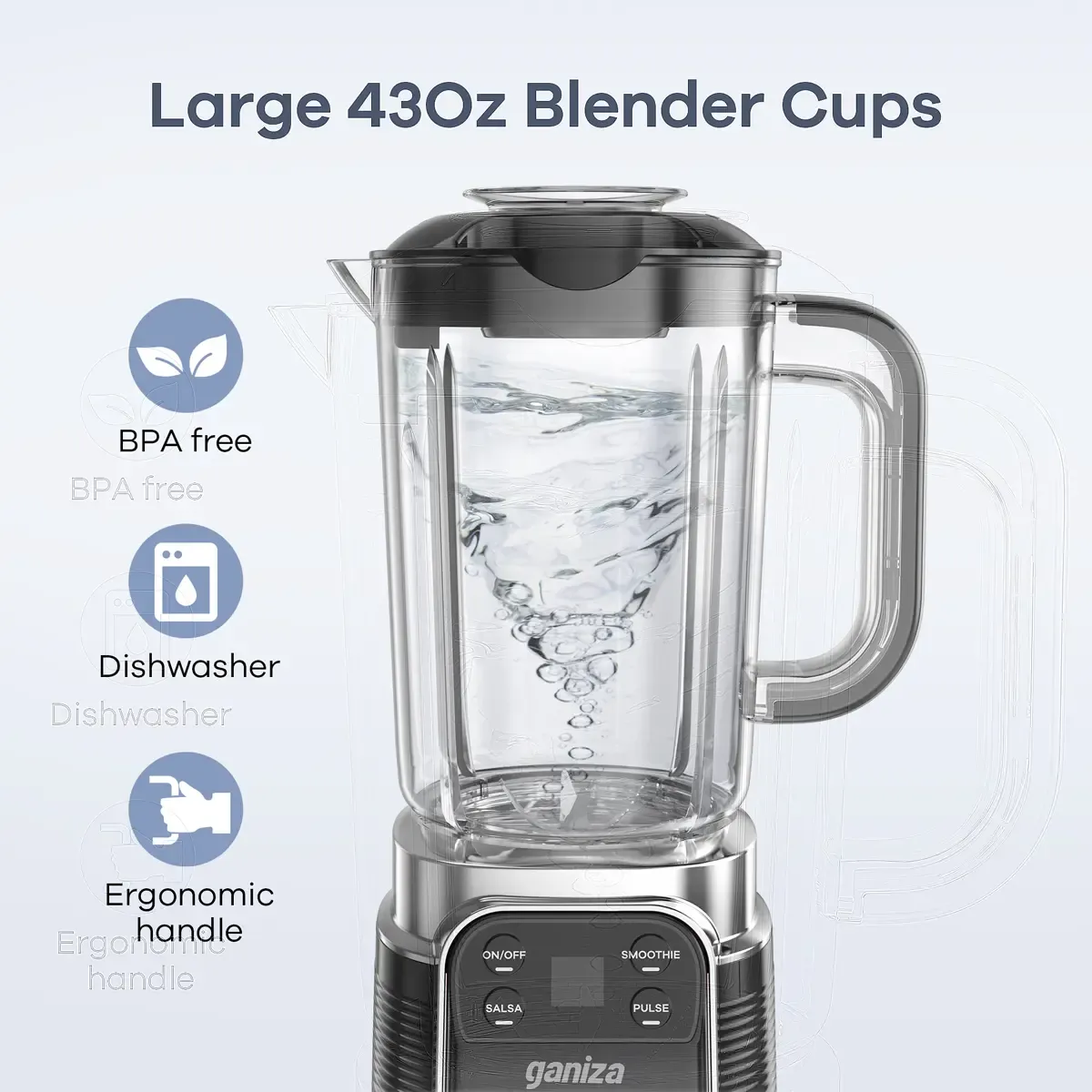Licuadora profesional para batidos: motor de 1100 W, 25 000 RPM, 8 programas automáticos (fruta congelada, hielo), jarra grande de 64 oz (aprox. 1,9 l), licuadora de encimera 12 en 1, apta para lavavajillas, multifuncional (licuadora, extractor de jugos y