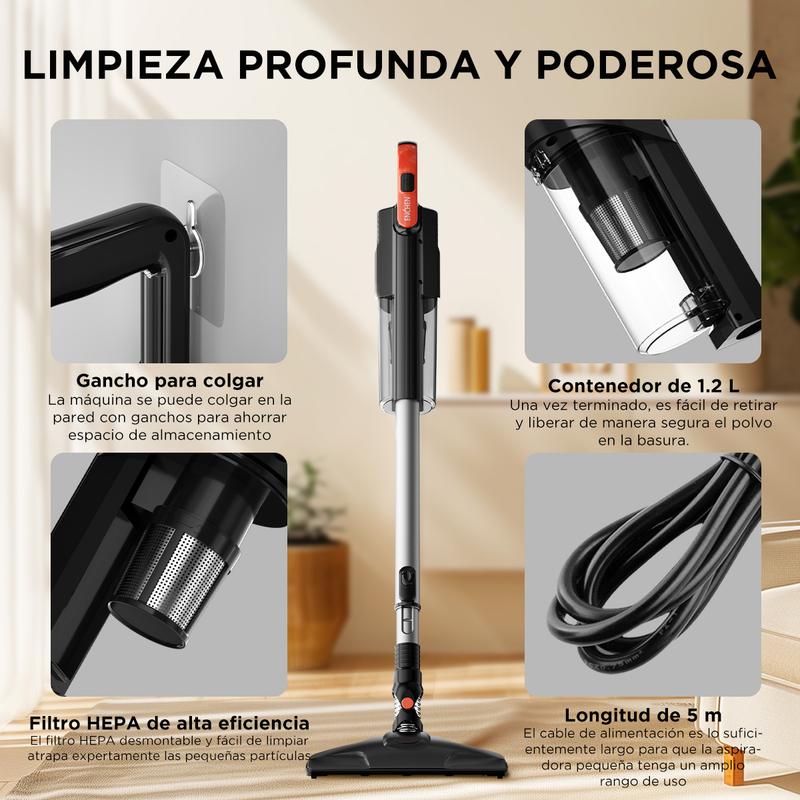 ENCHEN V3 Aspirador, Aspirador vertical y de mano 2 en 1, 650W Succión potente y limpieza conveniente | Succión ultra fuerte, filtración y limpieza de alta eficiencia, caja de polvo de gran capacidad de 1.2L, ligera y duradera para satisfacer las necesida