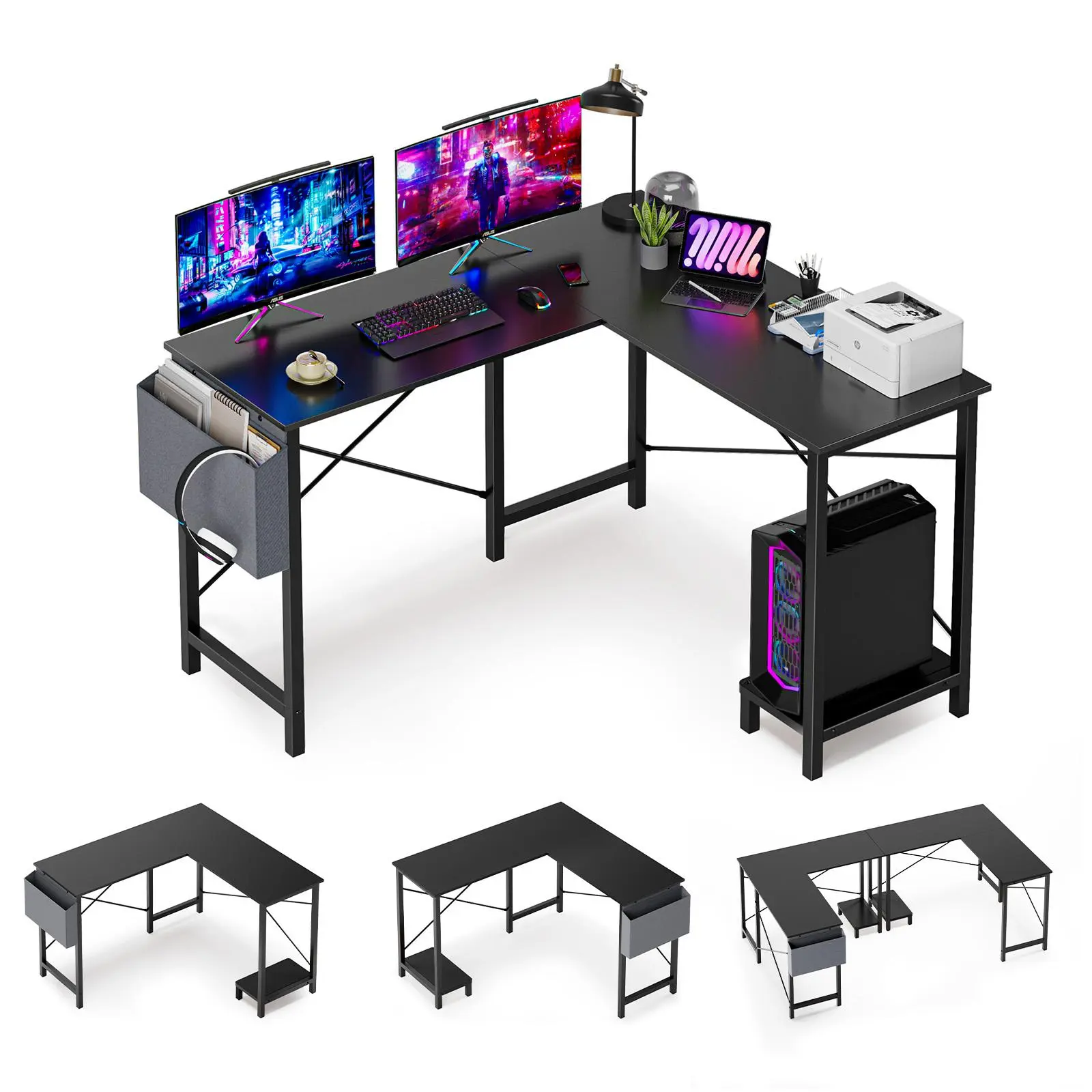 Escritorio en forma de L: Mesa para PC (gaming y oficina en casa)