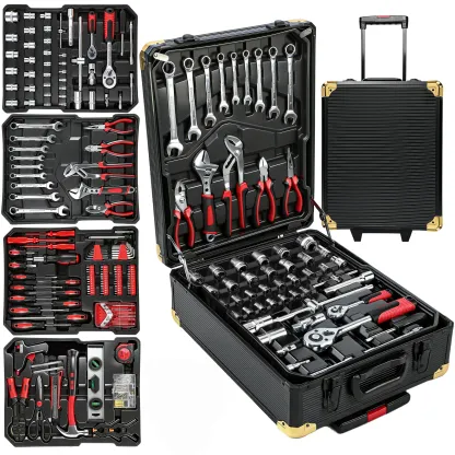 Caja de herramientas metálica de gran capacidad con 899 piezas: el kit definitivo para reparaciones domésticas. Juego completo con 4 cajones, ideal para el hogar; diseño sencillo y duradero, incluye herramientas para reparación de automóviles.