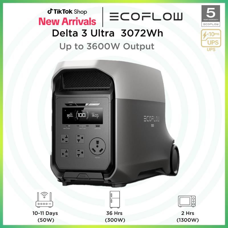 Estación de energía ultraportátil 3, batería LiFePO4 de 3072 Wh, potencia de salida de 3600 W (pico de 7200 W) para el hogar, generador solar para uso doméstico, accesorios de camping, emergencias y respaldo para vehículos recreativos (RV).