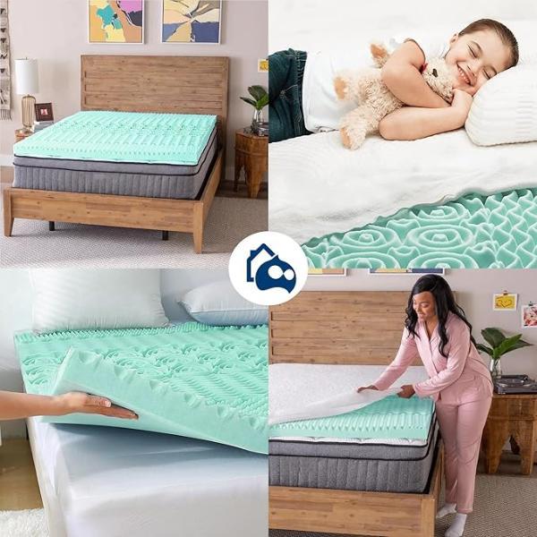 Bluelander Cubrecolchón de Memory Foam Texturizado Transpirable - Soporte Avanzado en 5 Zonas de Confort - Disponible en Varias Medidas