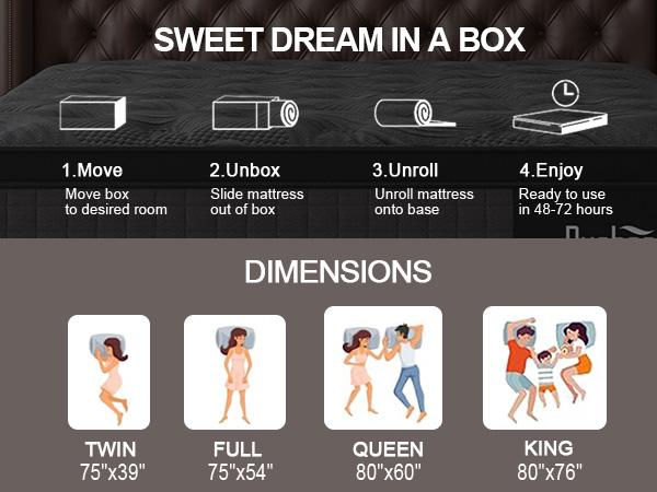 10"12"14" Twin Full Queen King Size Mattress in a Box Hybrid Spring Memory Foam, Medium Firm Ergonomic Mattress