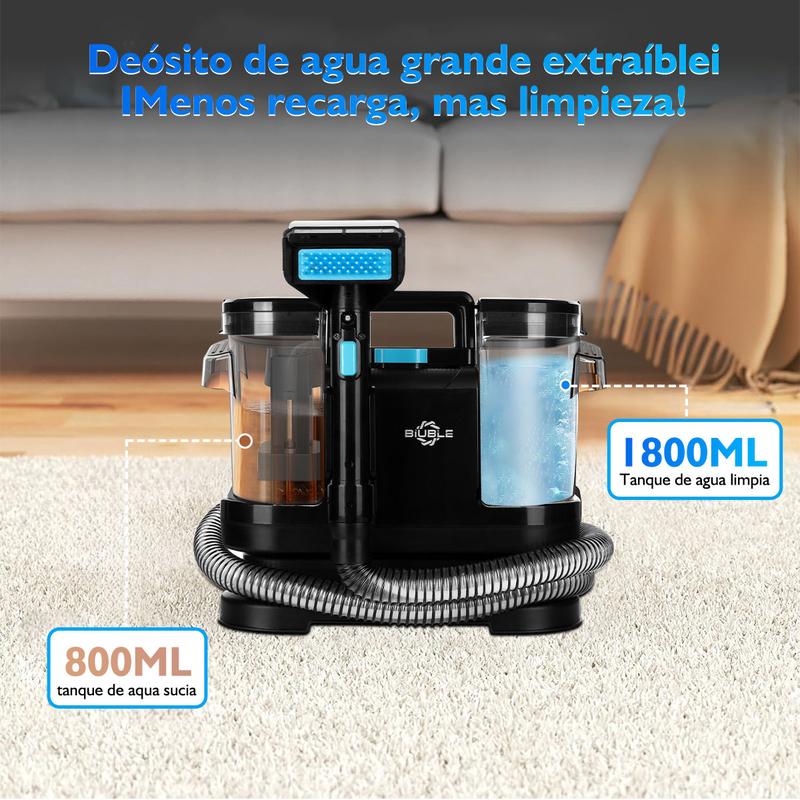 Aspiradora Limpiadora Lava Alfombra Tapicería De Inyección Succión , Máquina De Limpieza De Telas Para Sofá, Alfombra, Cortina Y Cama, Cepillo Profundo, Doble Tanque De Agua, Familias con mascotas