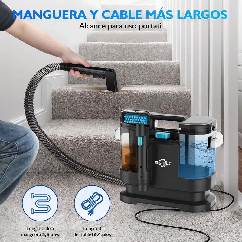 Aspiradora Limpiadora Lava Alfombra Tapicería De Inyección Succión , Máquina De Limpieza De Telas Para Sofá, Alfombra, Cortina Y Cama, Cepillo Profundo, Doble Tanque De Agua, Familias con mascotas