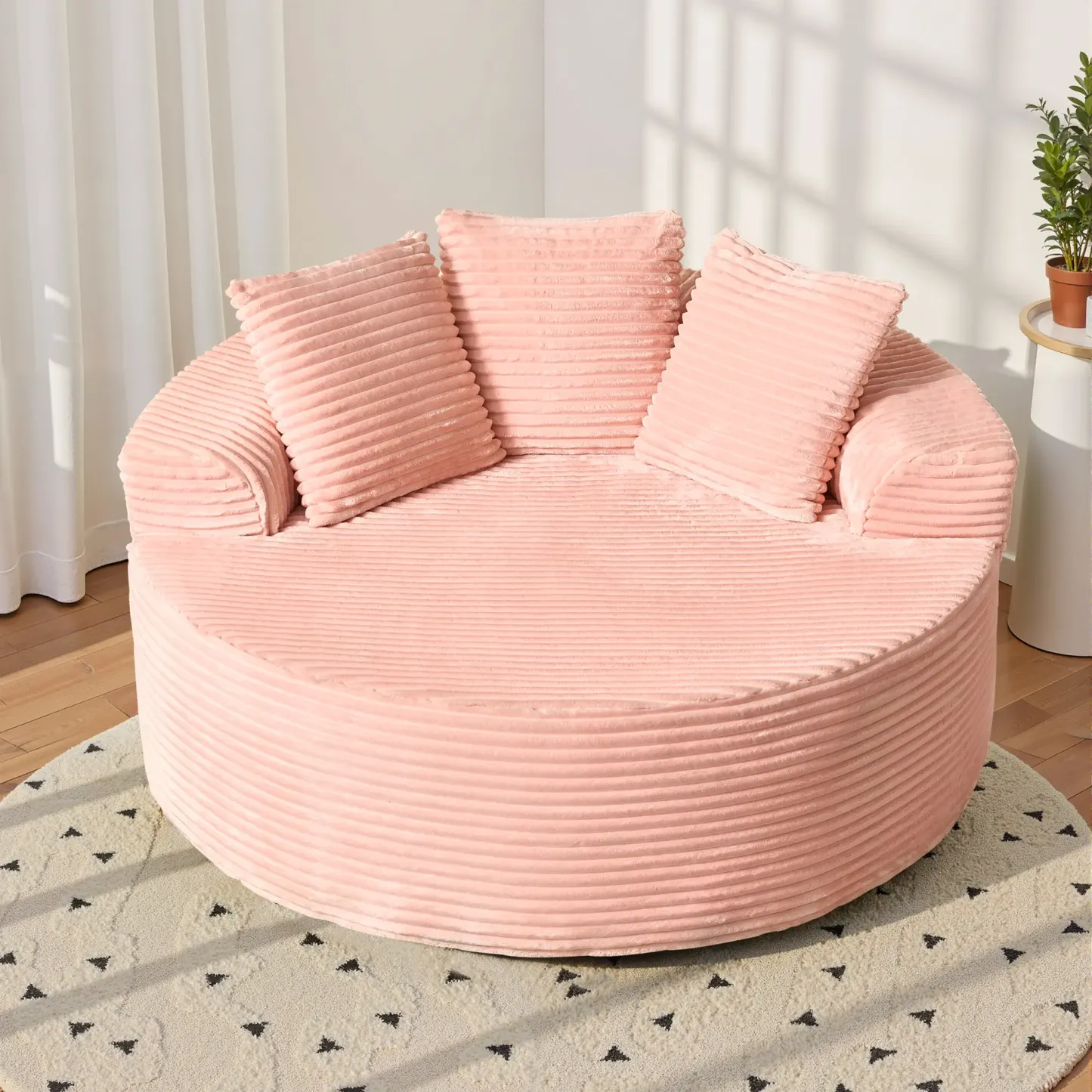 Sofá cama redondo extragrande de 59 pulgadas de ancho: puf mullido