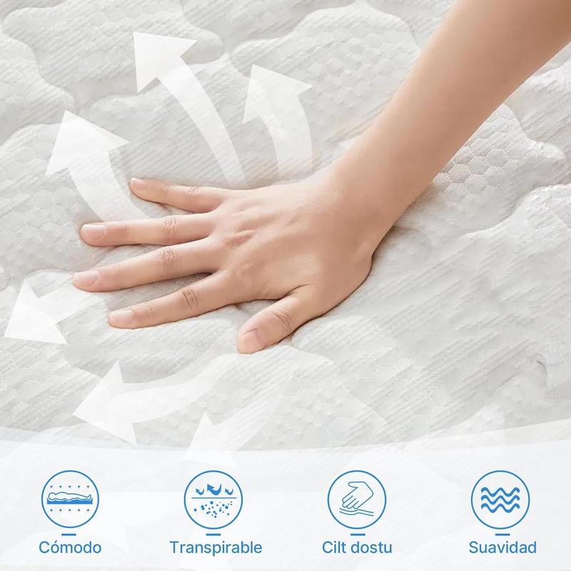 Colchón Matrimonial Híbrido en Caja | Resortes Independientes con Aislamiento de Movimiento | Espuma Viscoelástica de Alta Densidad para Alivio Lumbar y Confort  Colchón cama nube