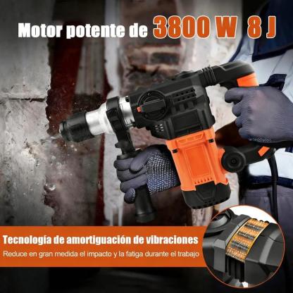 Rotomartillo Eléctrico SDS Plus Industrial, 1050 RPM, Taladro y Cincelador Multifuncional, Herramienta Eléctrica para Construcción