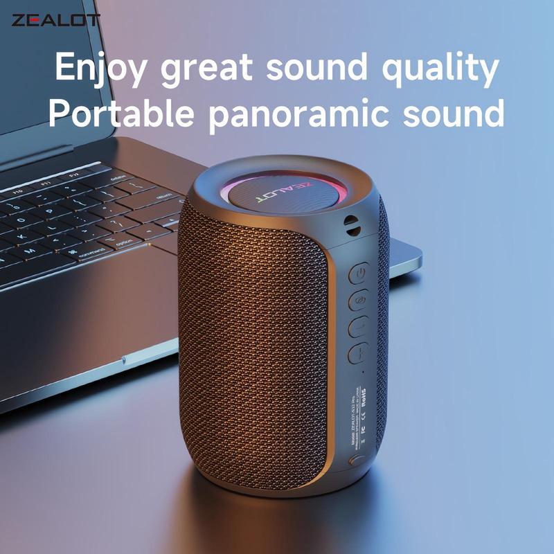 Altavoz portátil compatible con Bluetooth, altavoz inalámbrico multifuncional, altavoz estéreo de 15 W con graves potentes e iluminación RGB, altavoz resistente al agua para el hogar, exteriores, acampada y ciclismo, regalo de Halloween #SelecciónDestacad