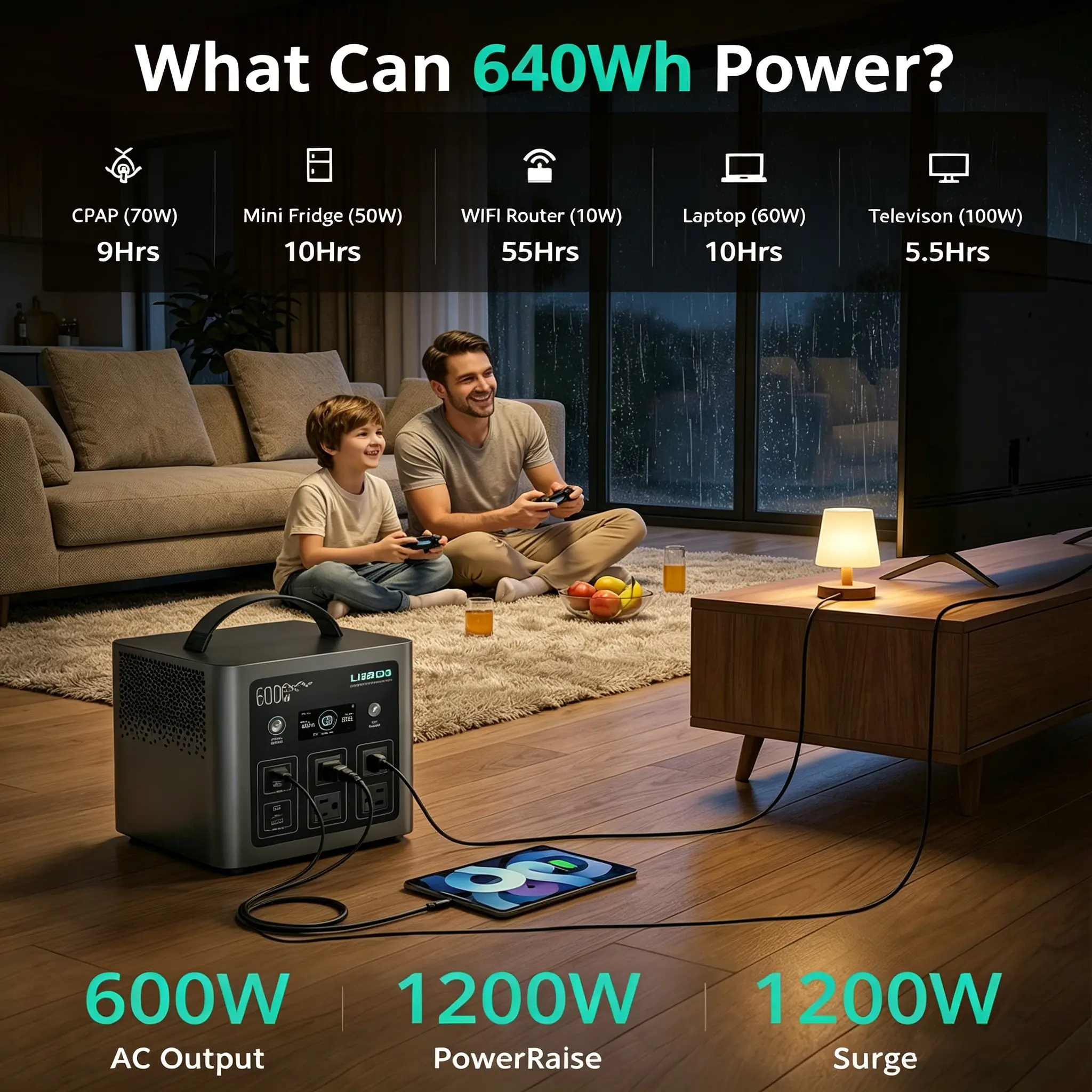 Estación de energía portátil C600 para emergencias y acampada