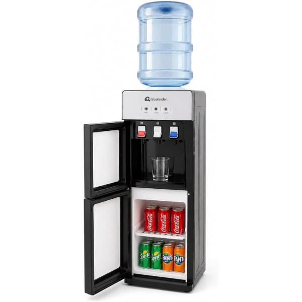 Dispensador de Agua Garrafón 28x26x89 cm 3 Temperaturas Fría Caliente Tibia con Grifos Metálicos y Gabinete de Almacenamiento