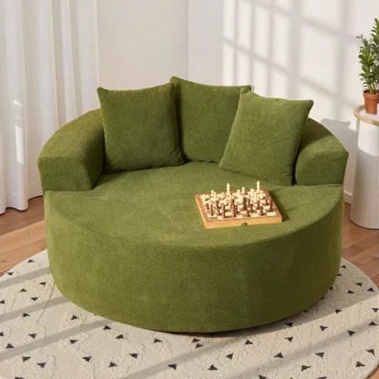 Sofá cama redondo extragrande de 59 pulgadas de ancho: puf mullido