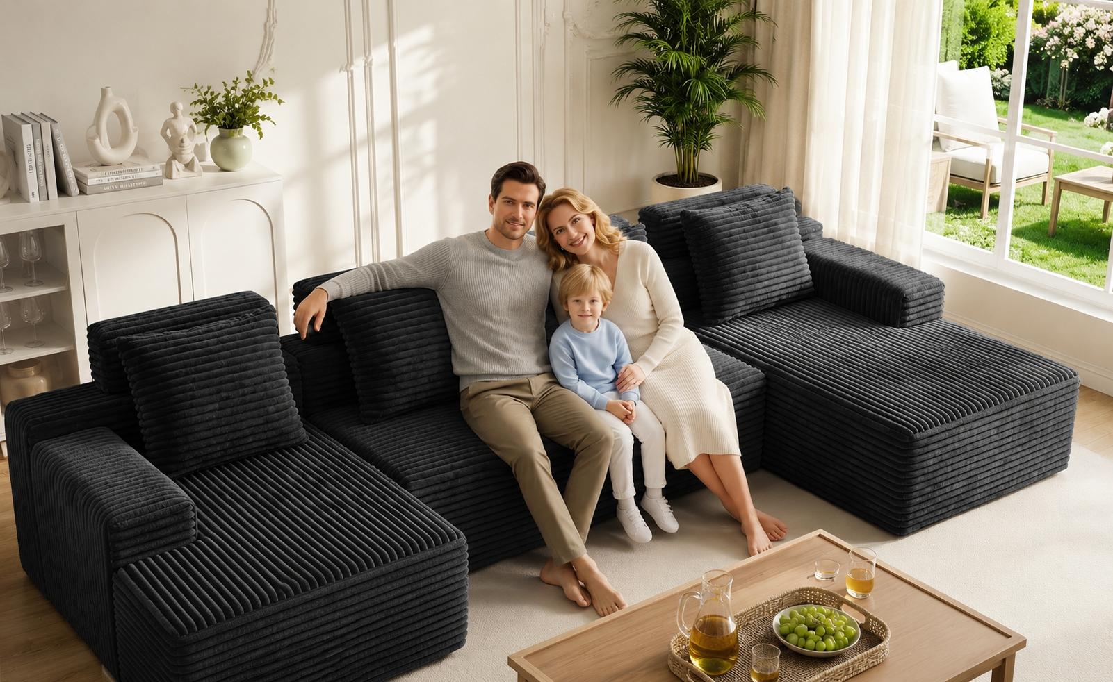 【Father's Day】Modular Boneless Sectional Couch, Oversized Chaise Lounge with Deep Seats, No Assembly Required, Free Combination, Modern Living Room Sofas, Indoor Furniture, Summer-Ready Cloud Couch, Sofas Living Room
