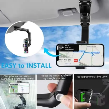 Soporte para teléfono de coche con brazo ajustable y rotación de 360°