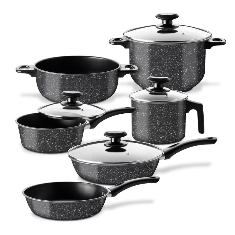 Set de Ollas, Sartenes y Hervidor de Acero de Carbono