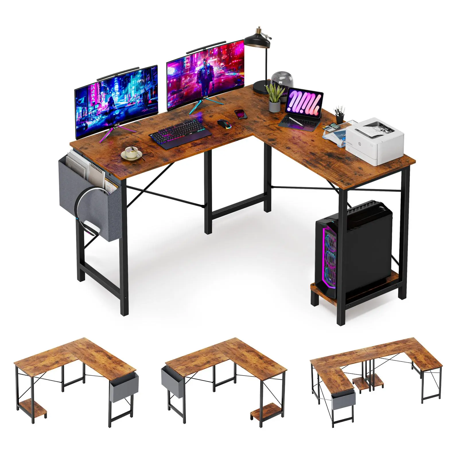 Escritorio en forma de L: Mesa para PC (gaming y oficina en casa)
