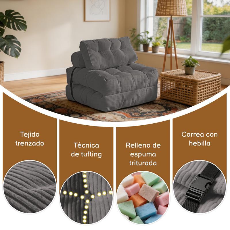 Sofá Cama Plegable 3 en 1 para Hogar Versátil y Compacto Ideal para Espacios Pequeños con Modos de Uso como Sofá Cama y Almacenamiento Fácil de Plegar sofa cloud mini bedroom