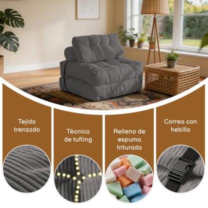 Sofá Cama Plegable 3 en 1 para Hogar Versátil y Compacto Ideal para Espacios Pequeños con Modos de Uso como Sofá Cama y Almacenamiento Fácil de Plegar sofa cloud mini bedroom