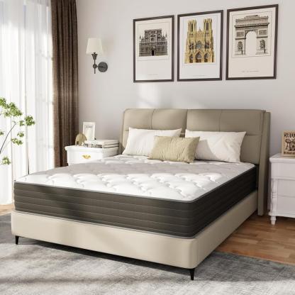 Colchón Matrimonial Híbrido en Caja | Resortes Independientes con Aislamiento de Movimiento | Espuma Viscoelástica de Alta Densidad para Alivio Lumbar y Confort  Colchón cama nube