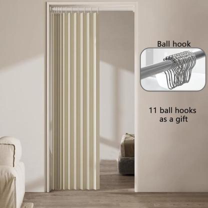 1 cortina a rayas para puerta plegable, instalación sin taladrar, separador de ambientes para dormitorio o sala de estar, fácil de limpiar, ahorra espacio.